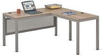 nbf signature series at Work Reversible L Shaped Desk 60" w x 60" d Ergonomic Corner Computer Desk with Warm Ash Laminate/Brushed Nickel Steel Frame for Office Use