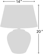 Nourison Home 20" White/Sand Farmhouse Ceramic Pot Table Lamp for Bedroom, Living Room, Console, Entryway