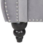 Living Room Chair, Modern Velvet Chesterfield Sofa Chair, Mid Century Single Sofa Couch Chair with Tufted Back and Rolled Arms, Accent Sofa Chair for Living Room Apartment, Grey