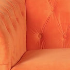Living Room Chair, Modern Velvet Chesterfield Sofa Chair, Mid Century Single Sofa Couch Chair with Tufted Back and Rolled Arms, Accent Sofa Chair for Living Room Apartment, Orange