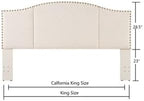 24KF Middle Century Linen Upholstered Tufted King Size Headboard with Antique Brass Nail Heads Trim King/California King headboard-Ivory