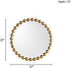 Madison Park Round Mirror, Metal Frame Circle Mirror 27 inch, Wall Art Decor Mounted Hanging for Entryway, Bathroom, hallway, Living Room, Vanity, Marlowe, Gold