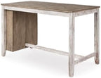 Signature Design by Ashley Skempton Farmhouse 36" Counter Height Dining Table with Storage & Wine Rack, Whitewash