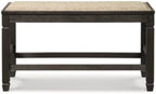 Signature Design by Ashley Tyler Creek Urban Farmhouse Counter Height Upholstered Dining Bench, Almost Black