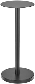 mDesign Glass Top Side/End Drink Table - Tall Modern Round Accent Metal Nightstand Furniture for Living Room, Dorm, Home Office, and Bedroom - 9" Round - Matte Black