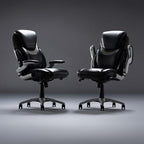nbf signature series Avanti Ergonomic Executive Office Chair with Flip up Arms and Lumbar Support - Ideal for Home, Study - Modern Chairs with Iridescent Silver Finish, 30.5" D x 26.5" W, Black, Gray