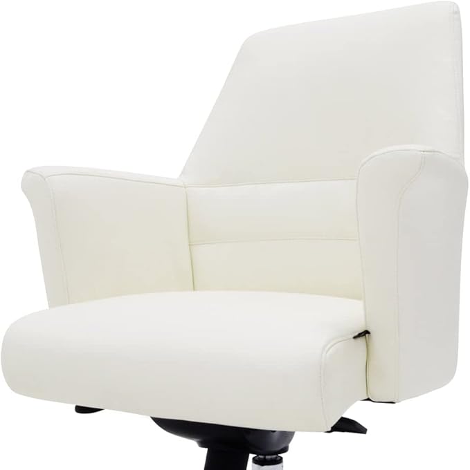 ZURI Geffen Genuine Leather Aluminum Base Low Back Executive Chair - White