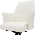 ZURI Geffen Genuine Leather Aluminum Base Low Back Executive Chair - White