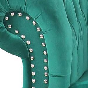 Living Room Chair, Modern Velvet Chesterfield Sofa Chair, Mid Century Single Sofa Couch Chair with Tufted Back and Rolled Arms, Accent Sofa Chair for Living Room Apartment, Green