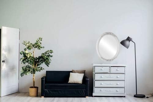 OVALCREST Oval Beveled Wall Mirror for Home Decor - Florence Style - Linen White - 32" x 26"