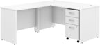 Bush Business Furniture 60W x 30D L Shaped Desk with Mobile File Cabinet, Corner Table and Drawers for Home or Professional Office, Studio C Collection, White