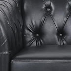 Living Room Chair, Modern Leather Chesterfield Sofa Chair, Mid Century Single Sofa Couch Chair with Tufted Back and Rolled Arms, Accent Sofa Chair for Living Room Apartment, Black
