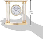 Howard Miller New Orleans Tabletop Clock – Elegant Brass Accent Clock with Palladium Plated Fluted Columns Quartz Movement Traditional Design for Office Mantel & Home Decor