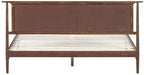 NTC Ruby Wooden Bed Frame with Headboard and Natural Rattan, Solid Oak/Rubber Wood Foundation with Silent Slats, 1000 Lb Capacity, Effortless Assembly (Natural Cane - Dark Walnut, King)