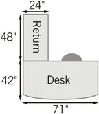 NBF at Work Reversible L-Shaped Executive Office Desk - Durable Gray Laminate Computer Desk with Lockable Two Drawers - Modern Desk with Storage and File Cabinet - Work Desk for Home (71" W, Gray)