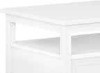 SIMPLIHOME Warm Shaker Coffee Table - 48 inch Wide Solid Wood Cocktail Table in White, Transitional Living Room Table with 2 Storage Drawers and Open Shelf for Sitting Area or Lounge