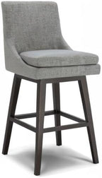 CHITA Bar Height Swivel Barstool with Back Set of 2, FSC Certified Upholstered Bar Stool, 30.7" H Seat Height, Fabric in Fog