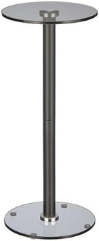 mDesign Glass Top Side/End Drink Table - Tall Modern Round Accent Metal Nightstand Furniture for Living Room, Dorm, Home Office, and Bedroom - 9" Round - Dark Smoke Gray/Black