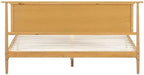 NTC Ruby Wooden Bed Frame with Headboard and Natural Rattan, Solid Oak/Rubber Wood Foundation with Silent Slats, 1000 Lb Capacity, Effortless Assembly - King - Rustic Oak