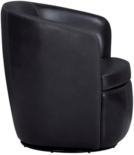 Pemberly Row Vintage Onyx Italian Leather Swivel Club Chair 2 Pack