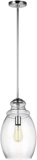 Feiss P1484CH Marino Glass Pendant Lighting, 1-Light, 60 Watts, Chrome (9"Dia x 16"H)