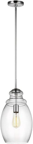 Feiss P1484CH Marino Glass Pendant Lighting, 1-Light, 60 Watts, Chrome (9"Dia x 16"H)