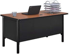 nbf signature series Stahl Double Pedestal Office Desk – Durable Gray Laminate Computer Desk with 4 Lockable Drawers – Modern Executive Desk with File Cabinet – 60" W x 30" D Office Work Desk