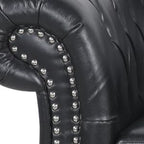 Living Room Chair, Modern Leather Chesterfield Sofa Chair, Mid Century Single Sofa Couch Chair with Tufted Back and Rolled Arms, Accent Sofa Chair for Living Room Apartment, Black