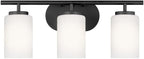 Generation Lighting 3-Light Oslo Bath Fixture Wall Lamp Midnight Black 41162EN3-112, Bathroom Light Fixture for Home Decor, Vanity Light Fixture Uses A19 Standard or LED Light Bulbs