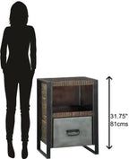 Hekman Industrial File Cabinet - Single Drawer Filing Cabinet with Open Shelf, Pittsburgh Finish, Acacia, Iron Base, Small Office Storage, Rustic File Storage, Mid-Century Modern Home Office Furniture
