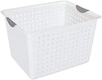 Sterilite Ultra Storage Basket with Handles for At Home or Organization, in Size Deep (6 Pack) and Medium (12 Pack), White