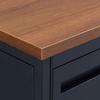 nbf signature series Carbon Steel Executive Desk 72" W x 30" D Planed Teak Ergonomic Computer Office Working PC Desk for Home and Office Use Stylish and Durable