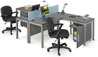 NBF at Work Reversible L Shaped Executive Office Desk - Durable Gray Laminate Computer Desk with Steel Frame - Modern Desk with 3 Grommet Holes - 60" W x 60" D Office Work Desk (Gray)