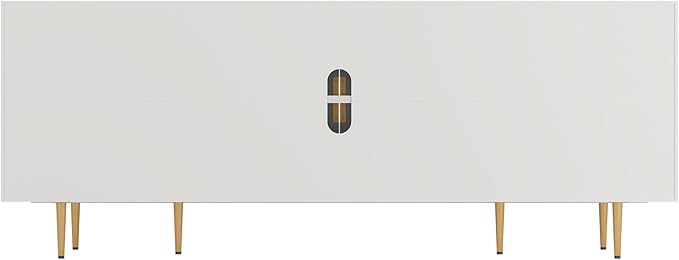 66" Modern TV Stand for TVs up to 75",TV Cabinet with Glass Door,Entertainment Center with Storage,Television Stands with Gold Legs,Media Console for Bedroom,Living Room,White