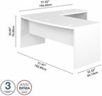 Bush Furniture L Shape Desk with Wire Management | Echo Collection Corner Bow Front Table for Home Office with Quick-to-Assemble Hardware | 72Wx77Lx30H