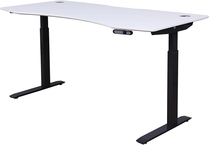 ApexDesk Elite Pro Series 71" x 33" Electric Height Adjustable Stand up Desk, Sit Stand Home Office Desk, Computer Desk - Curved White Top/Black Frame