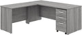 Pemberly Row Engineered Wood 72W L Shaped Desk with Mobile File Cabinet in Gray