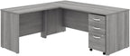 Pemberly Row Engineered Wood 72W L Shaped Desk with Mobile File Cabinet in Gray