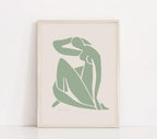 Unframed Sage Green Wall Art Set of 3,12x16IN Abstract Matisse Wall Decor,Quality Canvas Prints Posters Decoration for Bathroom Living Room Bedroom