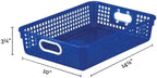 Really Good Stuff Plastic Desktop Paper Storage Baskets for Classroom or Home Use – 14”x10” Plastic Mesh Baskets Keep Papers Crease-Free and Secure – Blue Baskets With White Handles (Set of 12)