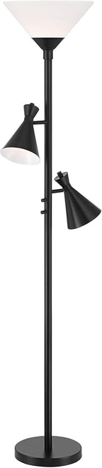 Possini Euro Design Ballard Modern 72" Tall Standing Floor Lamp Skinny Large Tree Torchiere Pole Task with Side Lights Dimmable Black Metal Living Room Bedroom House Reading Office Home Decor