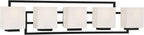 Possini Euro Design Lighting on The Square Modern Wall Mount Light Matte Black Aluminum Hardwired 37" 5-Light Fixture Opal Glass Shade for Bathroom Vanity Mirror House Living Room Home Hallway