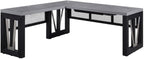NBF District Reversible L-Shaped Executive Office Desk with Height Adjustable - Durable Laminate Computer Desk with Modesty Panel - Modern Desk with 3 Grommet Holes - Office Work Desk (Black, Gray)