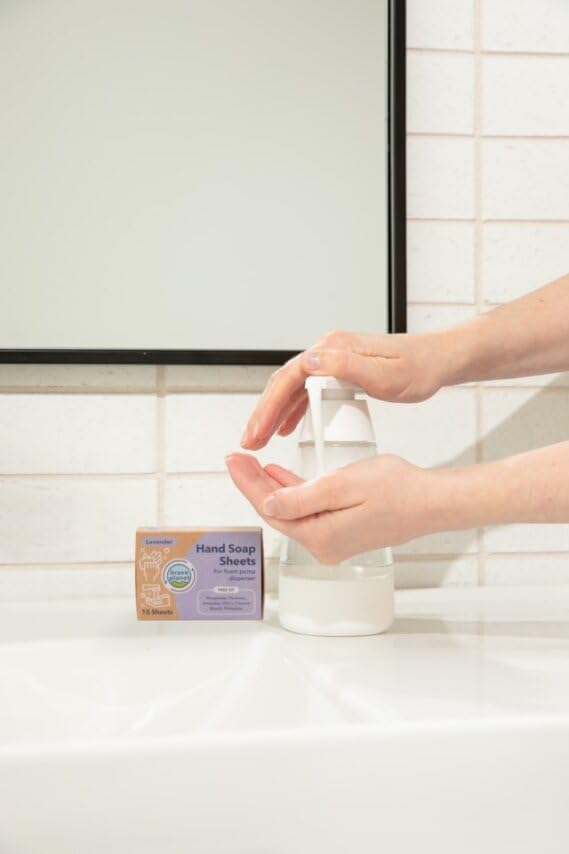 Brave Planet Foaming Hand Soap Refills – Eco-Friendly Lavender Scented Sheets that are Biodegradable - Just Add Water to Dissolve & Refill 3-5 Bottles or Use Individually for Travel or Camping 15 Ct