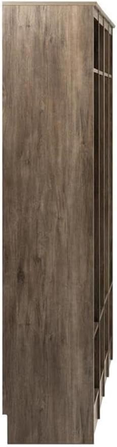 Prepac Narrow Coat Rack Freestanding Hall Tree with 3 Hooks, Entryway Furniture for Coat & Shoe Storage, Entryway Organization with Adjustable Shelf, 14.75"W x 72.5"H x 15.5"D, Set of 4, Drifted Gray