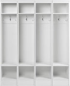 Prepac Narrow Coat Rack Freestanding Hall Tree with 3 Hooks, Entryway Furniture for Coat & Shoe Storage, Entryway Organization with Adjustable Shelf, 14.75"W x 72.5"H x 15.5"D, Set of 4, White