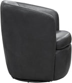 Pemberly Row Set of 2 Vintage Slate All Italian Leather Swivel Club Chair
