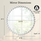 Madison Park Round Mirror, Metal Frame Circle Mirror 36 inch, Wall Art Decor Mounted Hanging for Entryway, Bathroom, Hallway, Living Room, Vanity, Marlowe, White