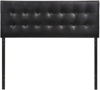 Hawthorne Collections Contemporary Tufted Button Faux Leather Upholstered Queen Headboard in Black