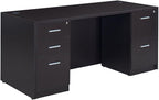NBF at Work Double Pedestal Executive Office Desk - 72" W Durable Laminate Computer Desk with Two Drawers - Office Desk with Storage and File Cabinet - Brown Finish Work Desk for Home (Brown)